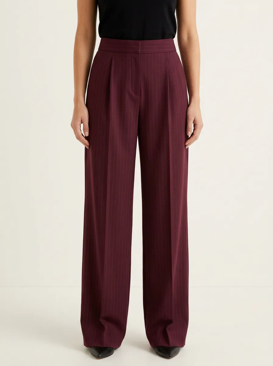 Refined Wide-Leg Pinstripe Printed Women's Wide-Leg Pants