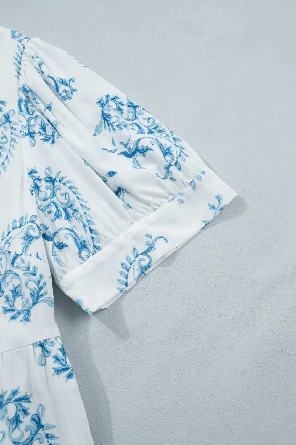 Floral Geometric Print Split Neck Maxi Dress