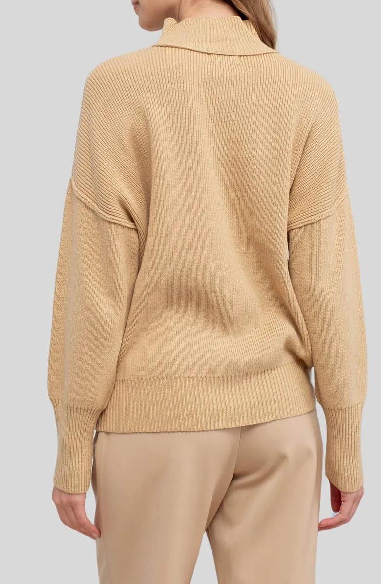 Mock Neck Ribbed Sweater