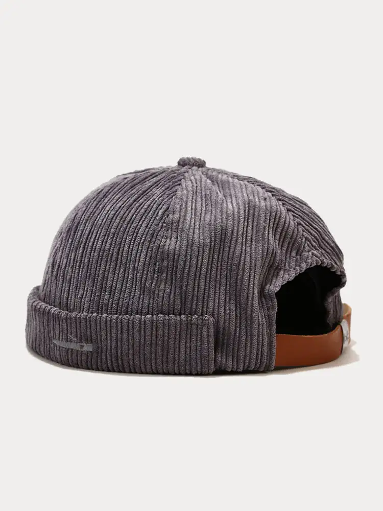 Stylish Fish Embroidery Corduroy Brimless Hat