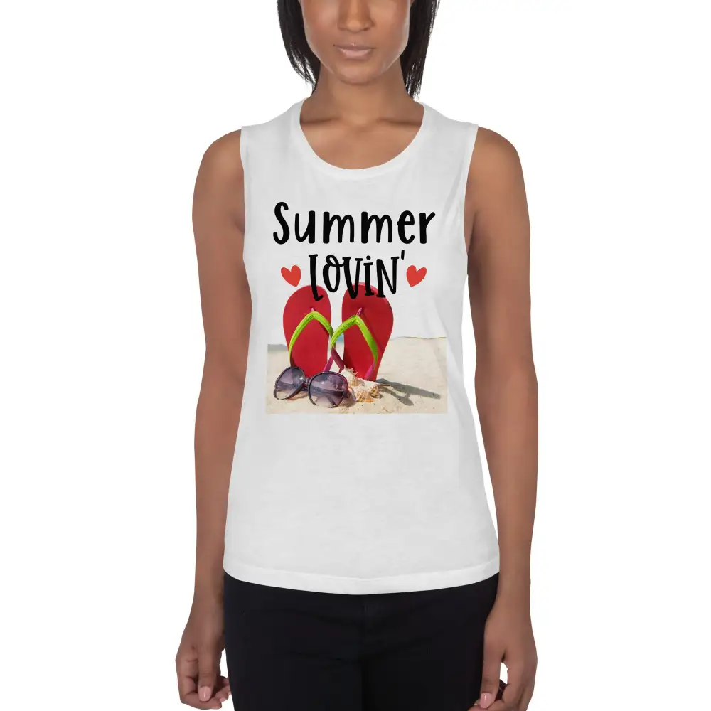 Ladies Muscle Tank Beach Lovin Tank Top