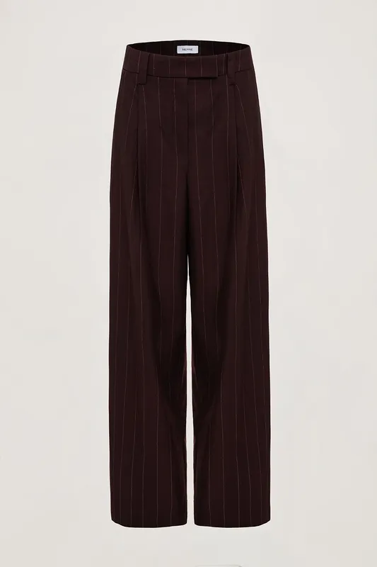 Burgundy Pinstripe Relaxed Low-Rise Trouser