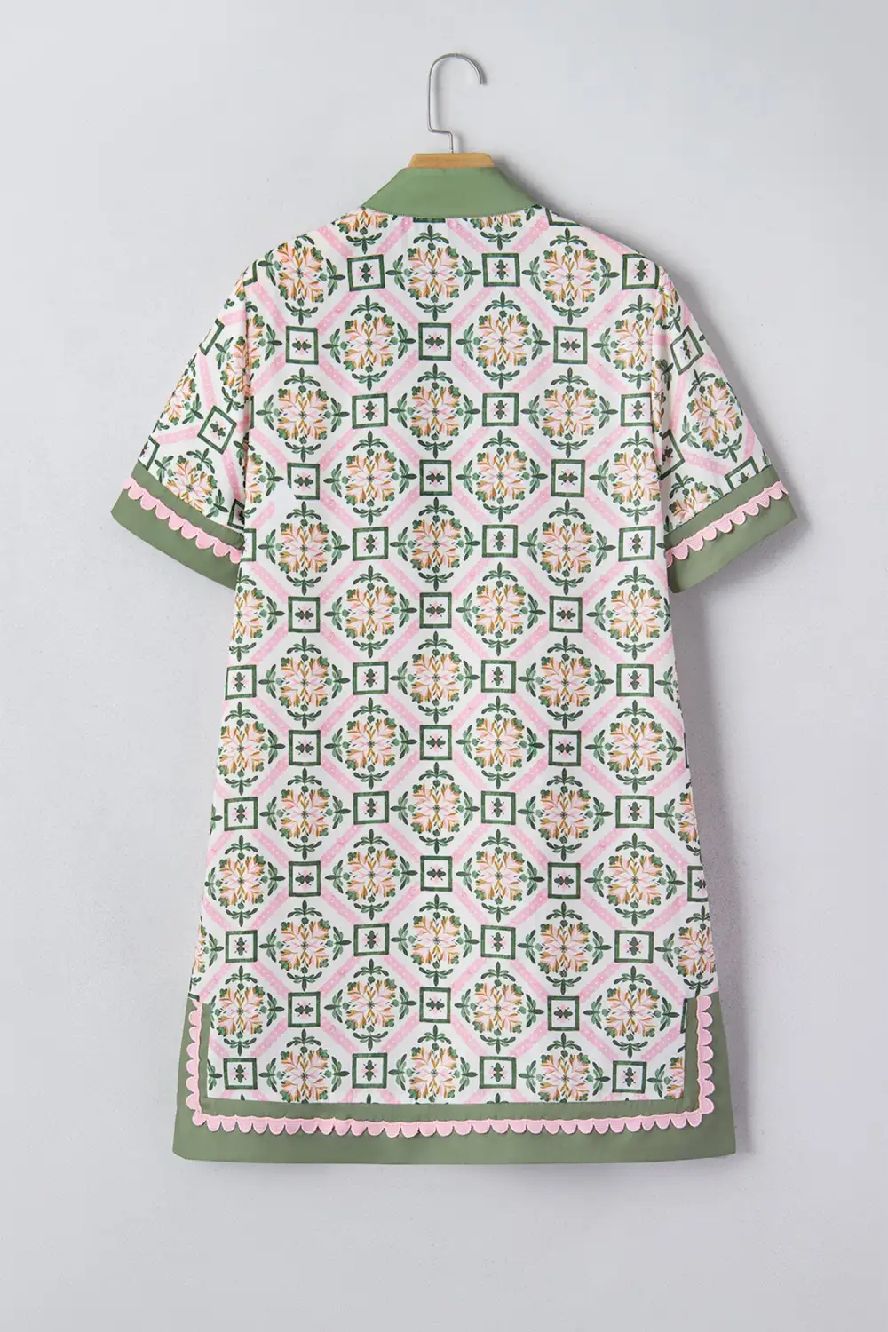 Floral Geometric Print Short Sleeve Mini Dress