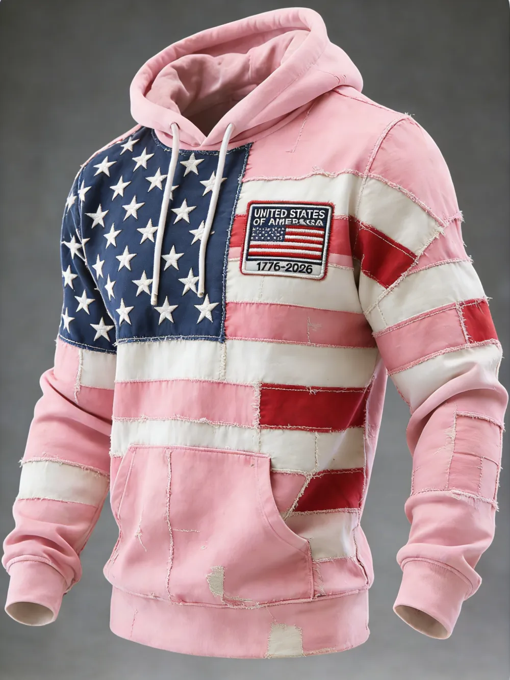 USA 250Th Anniversary ✦ Final Clearance Sale UNITED STATES OF AMERICA Flag Pattern Patchwork Hooded Sweatshirt
