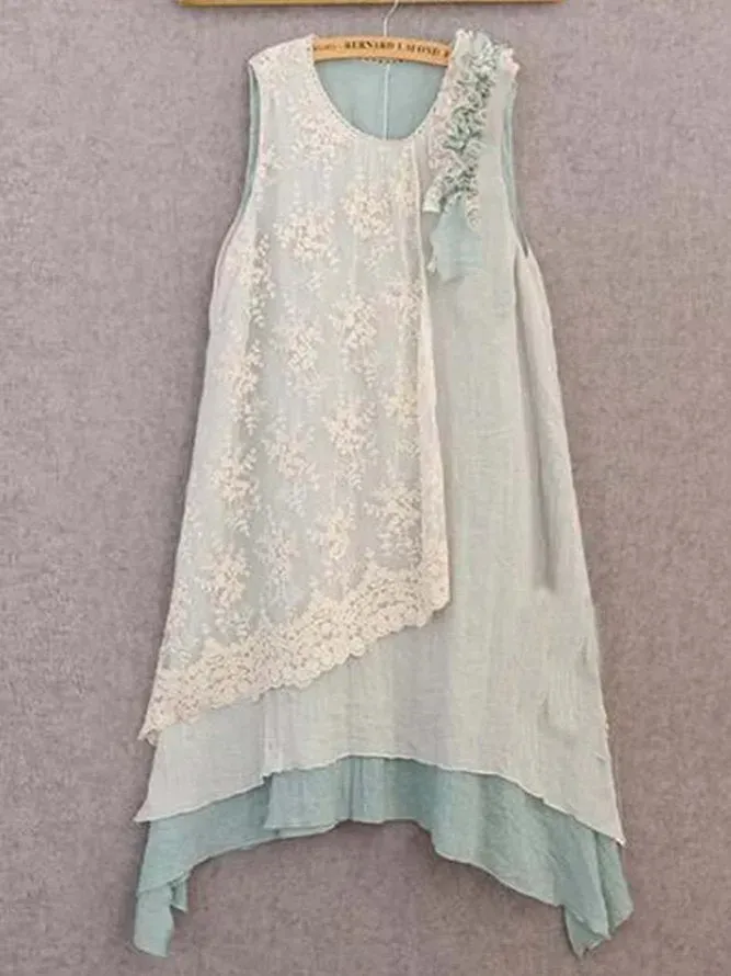 Women Sleeveless A-Line Patchwork Women Casual Summer Dresses