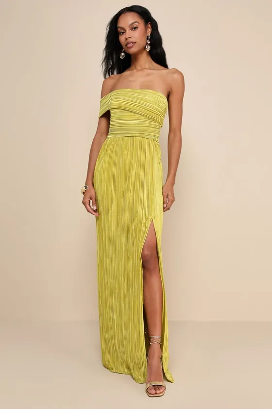 Poised Performance Fuchsia Plisse One-Shoulder Maxi Dress