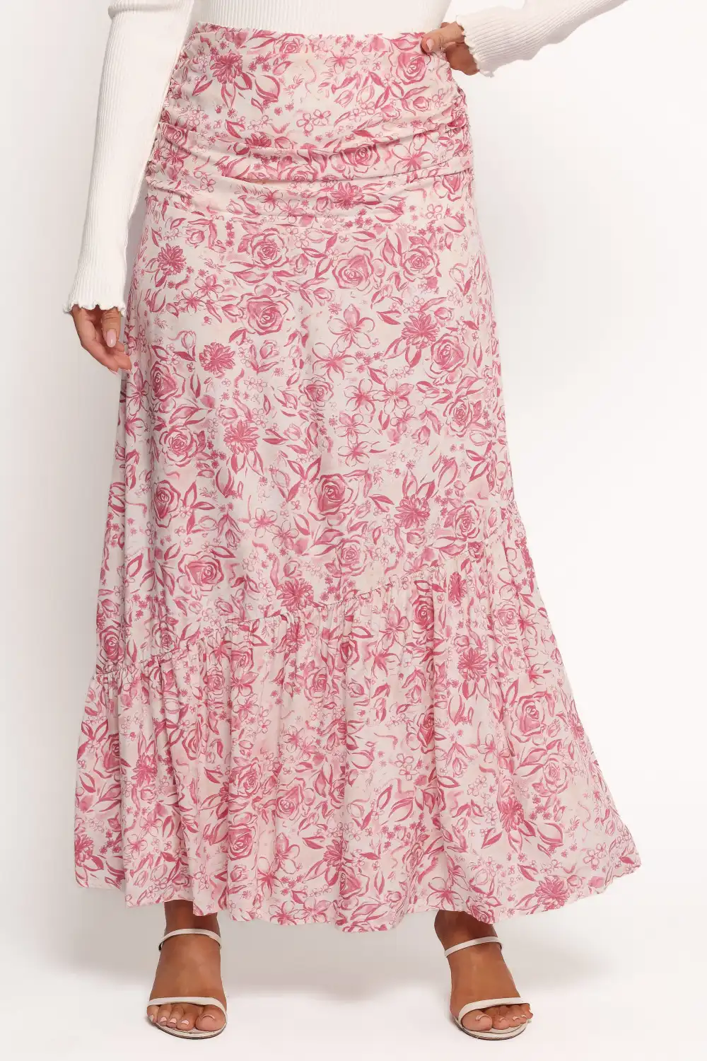 Floral Ruched Gathered Skirt