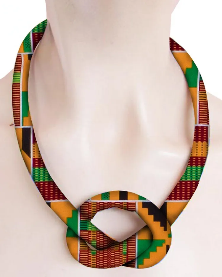 Handmade Ankara Print Cotton Cord Necklace