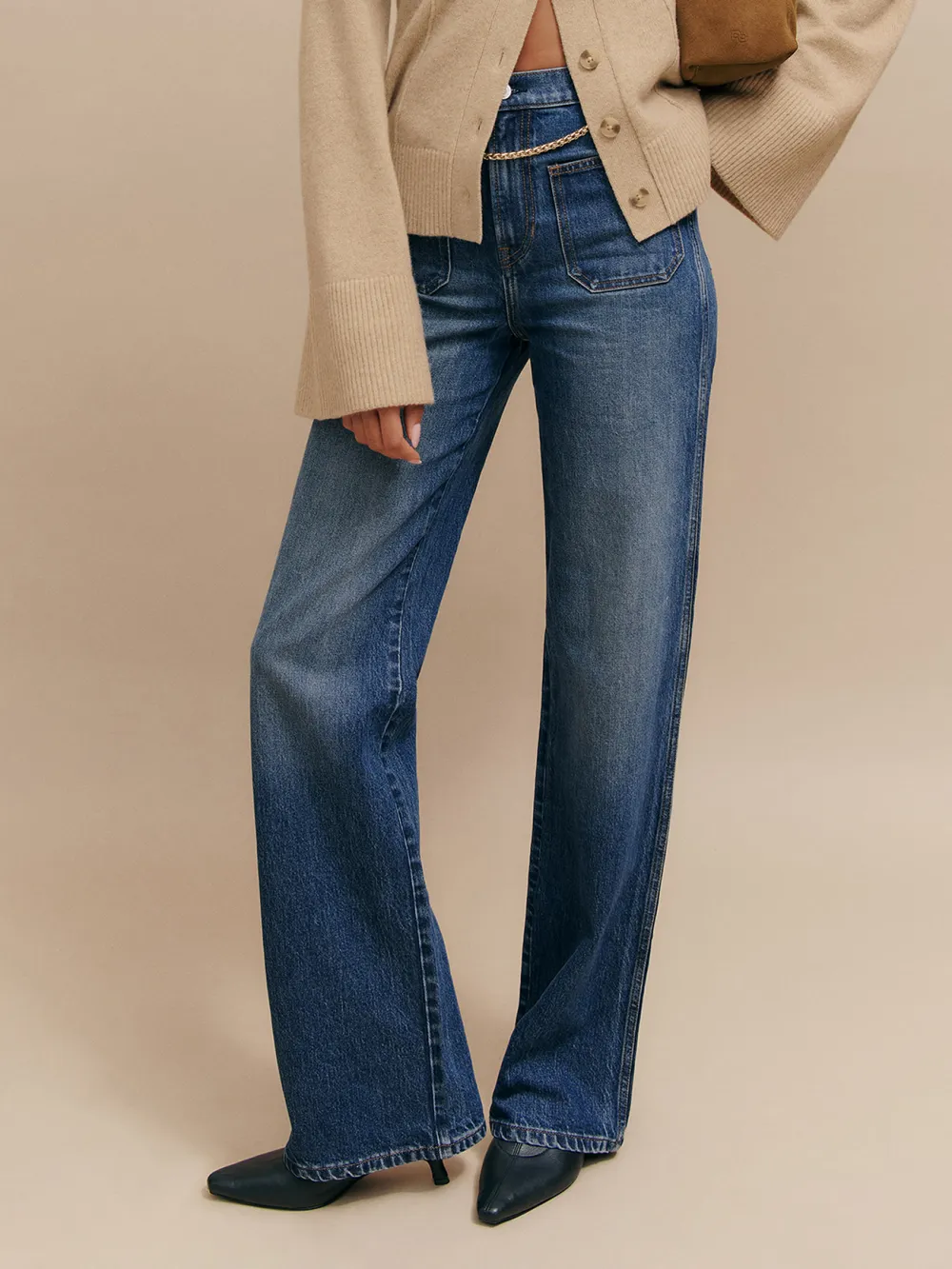 High Rise Flared Leg Denim Jeans