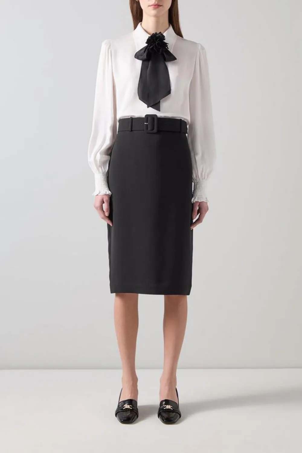 Black Pencil Midi Skirt