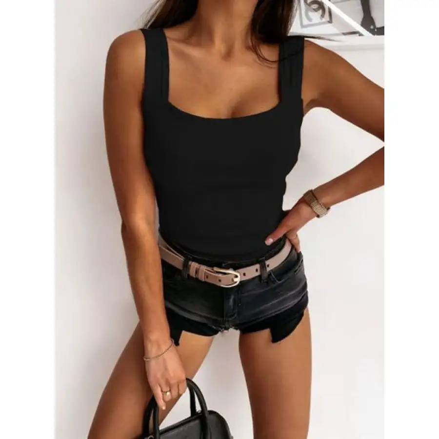 Wide-Strap Square-Neck Tank Top