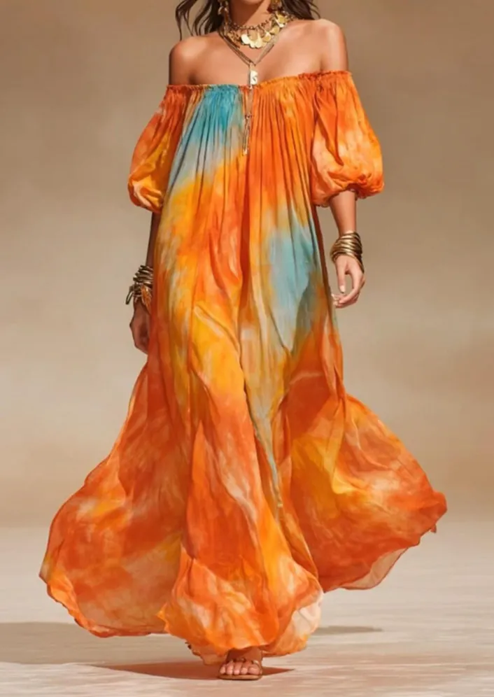 Sunset Gradient Flowy Resort Maxi Dress