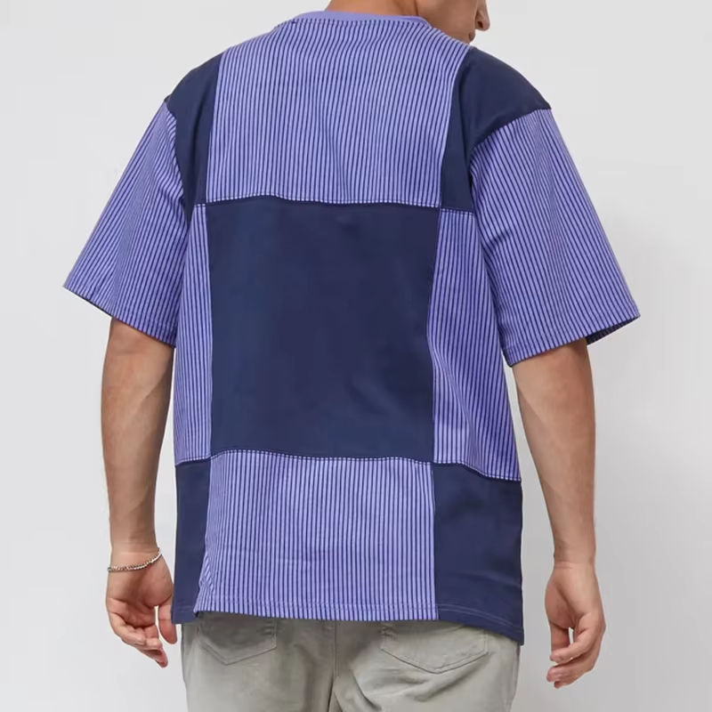 Oversized Stripe Patchwork T-Shirt