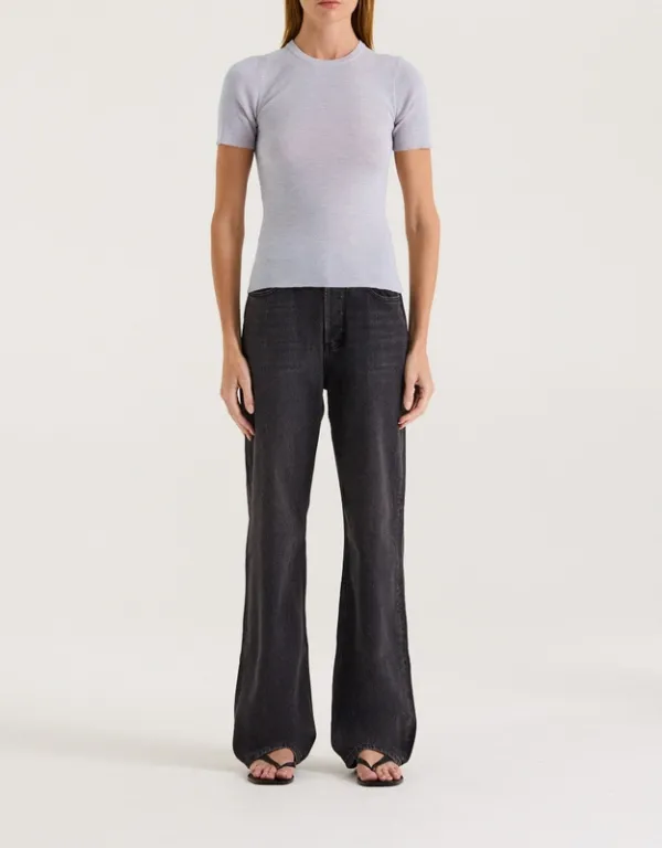 Gray Marle Merino Crew Neck T-Shirt