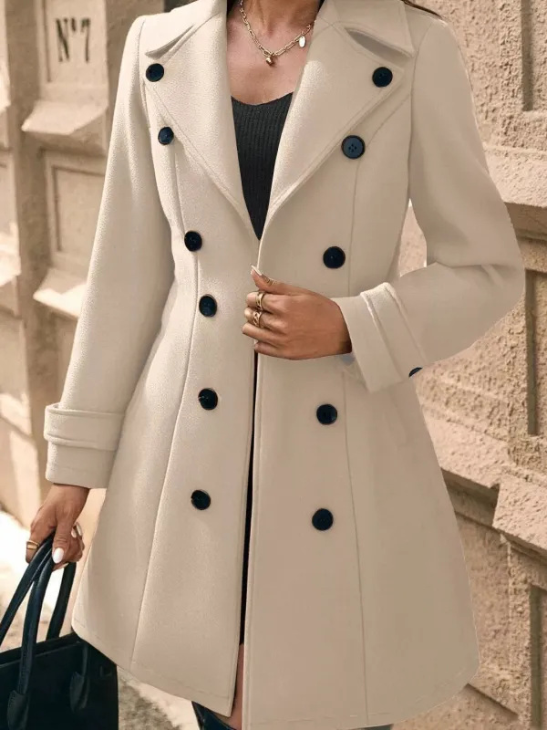 Everyday Double-breasted Wool Blend Overcoat Jacket