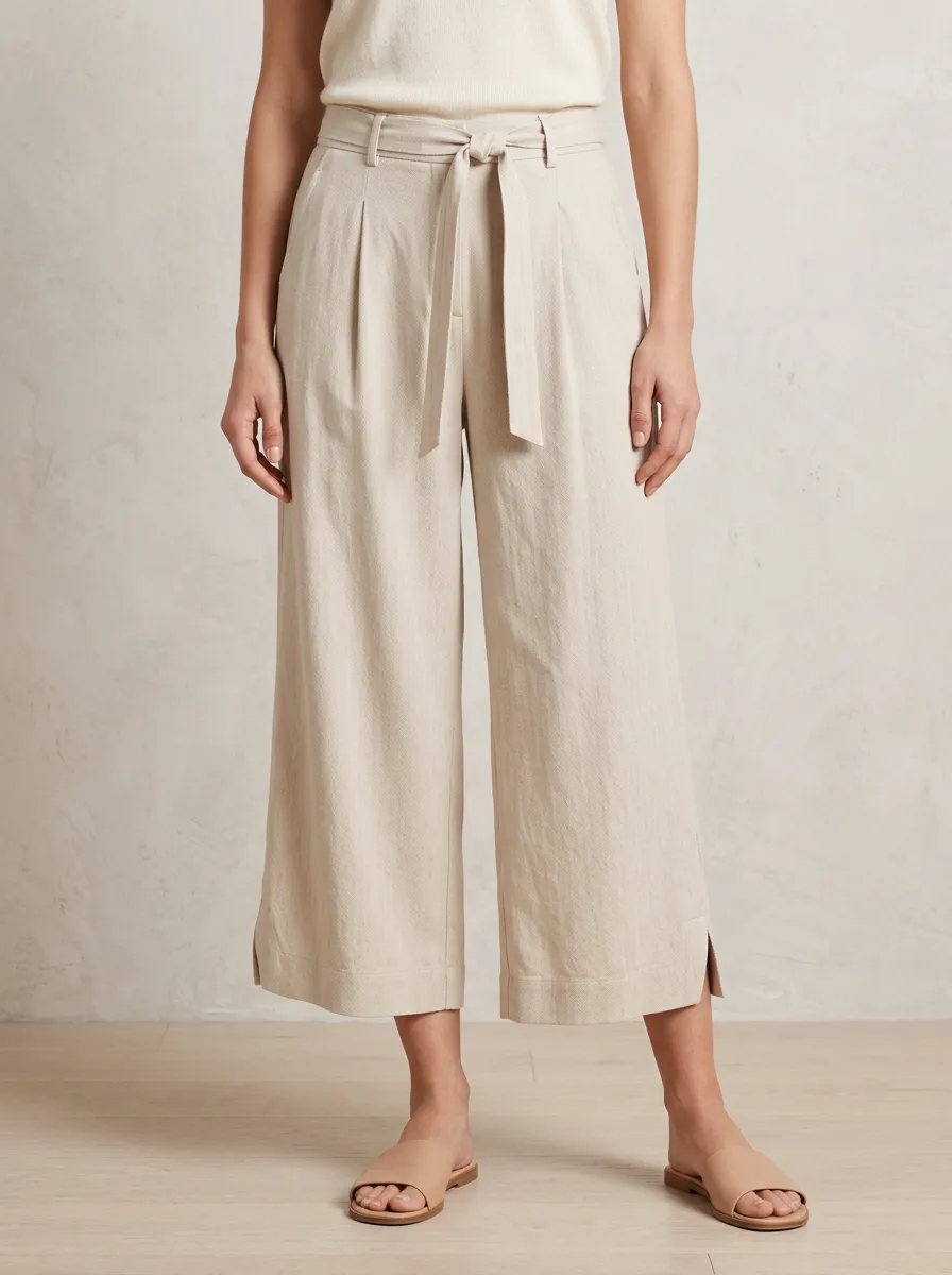 Comfort Linen Blend Training Look Women's Cropped Pants