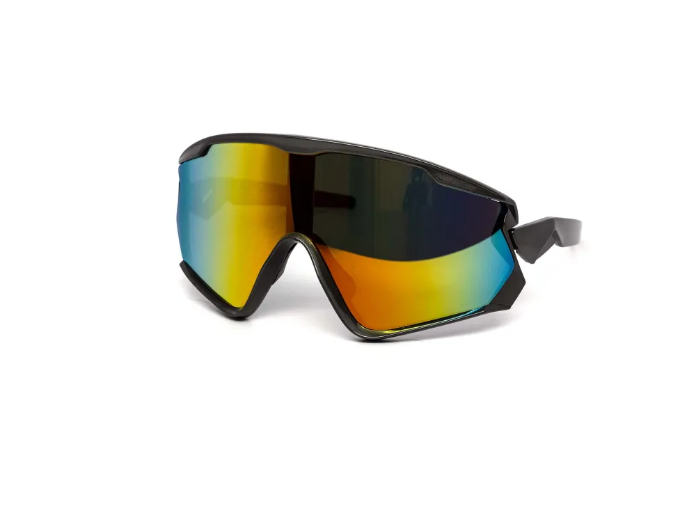 12-Pack Oversized Sport Shield Burnt Mirror Full-Frame Sunglasses