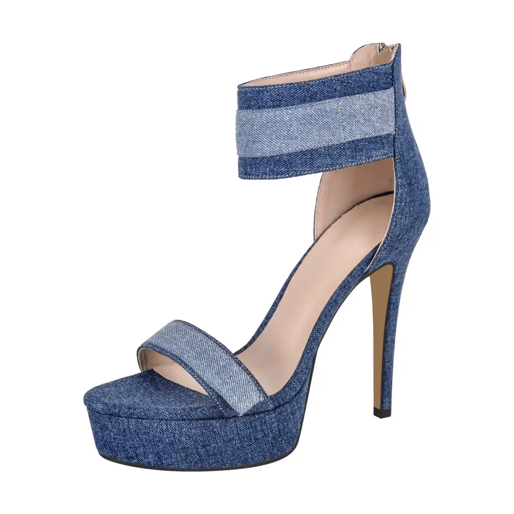 Platform Round Open Toe Ankle Strap Sandals