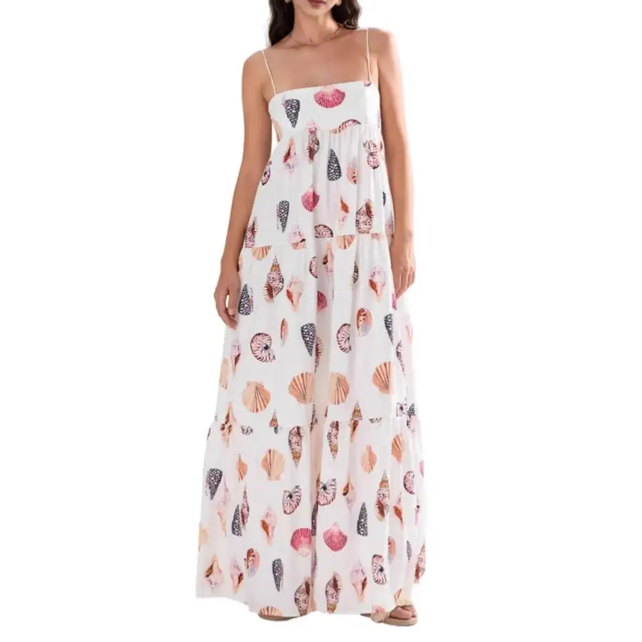 Relaxed Printed Square Neck Cami Maxi Dress