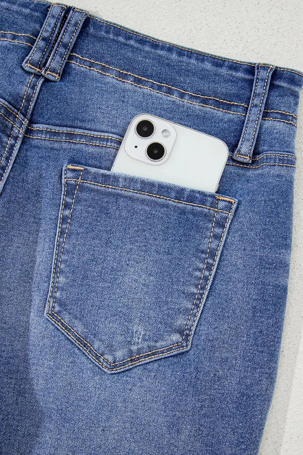 High Waisted Wide Leg Vintage Wash Denim Jeans