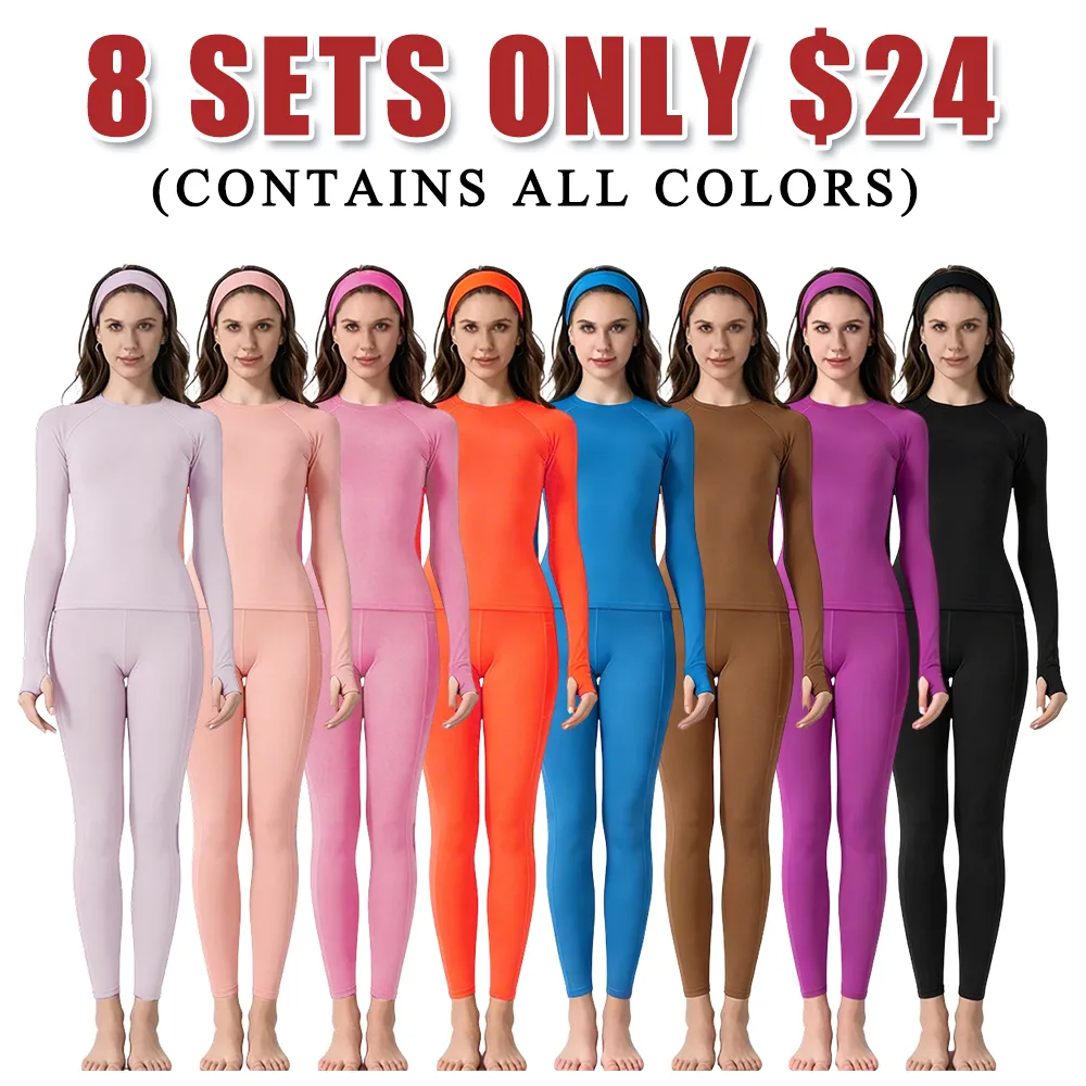 Two-piece set: athletic top with thumbhole and leggings