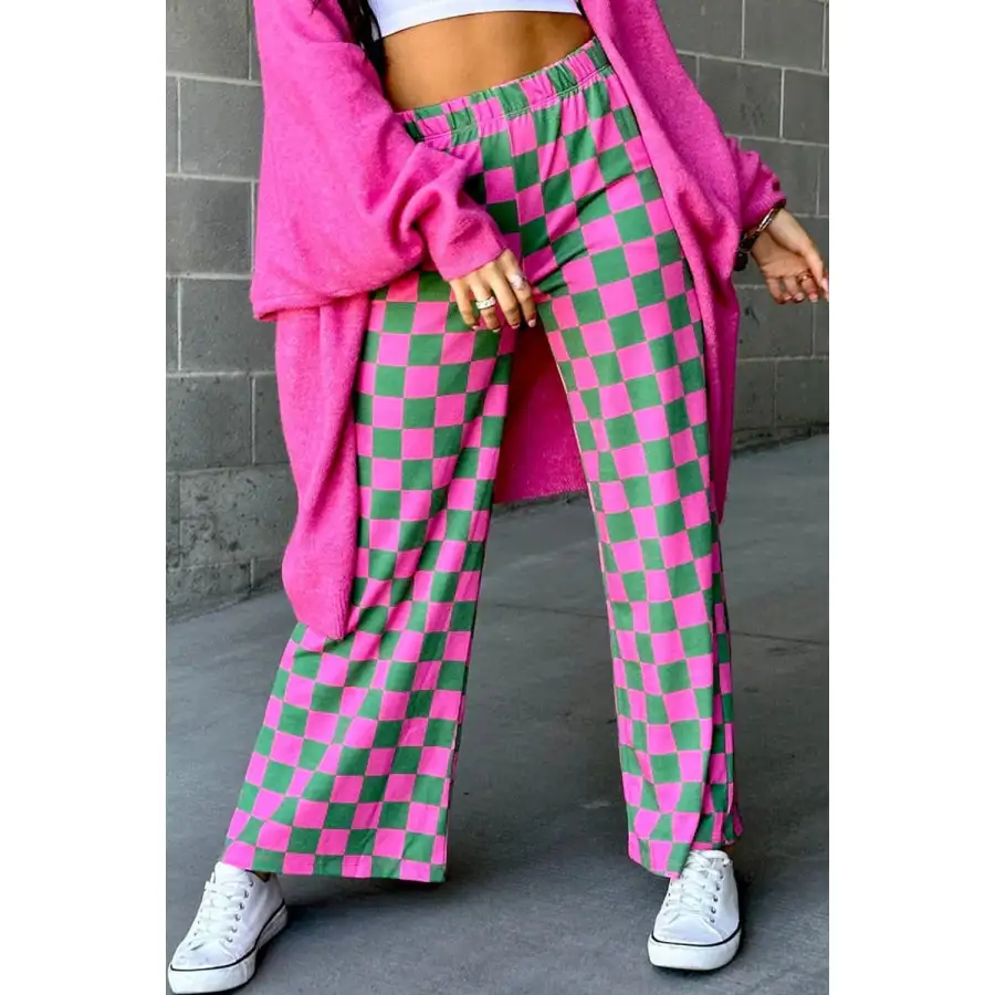 Checkered Wide Leg Pants