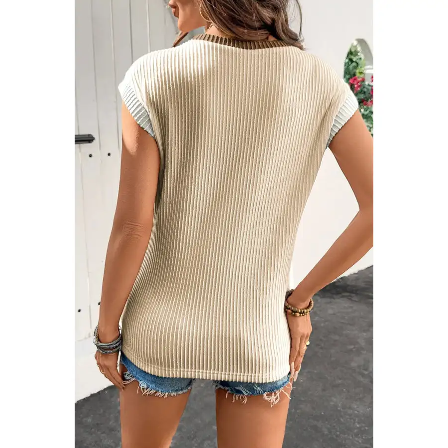 Contrast Trim Ribbed Knit Sleeveless Top