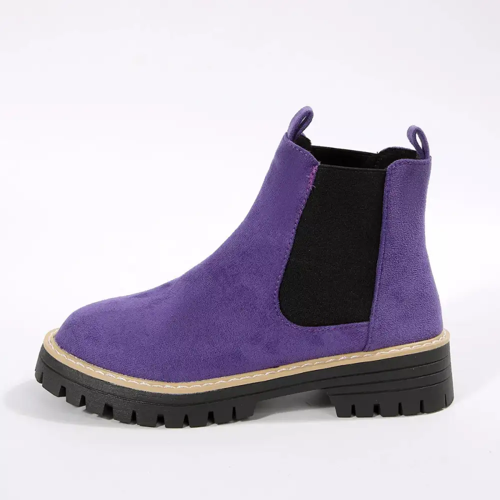 Layered Round Toe Block Heels Boots