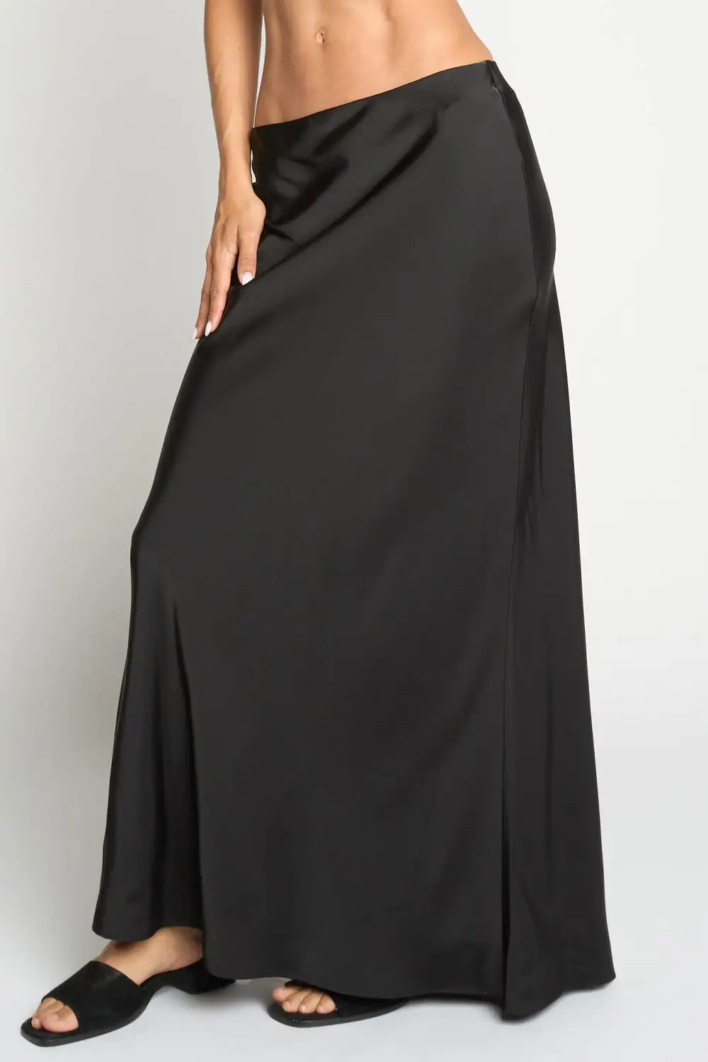 Dull Satin Bias Maxi Skirt
