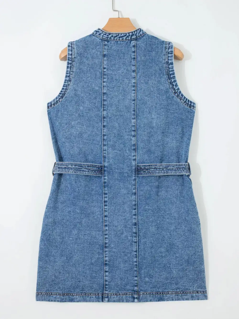 Denim Button Front Sleeveless Dress Casual