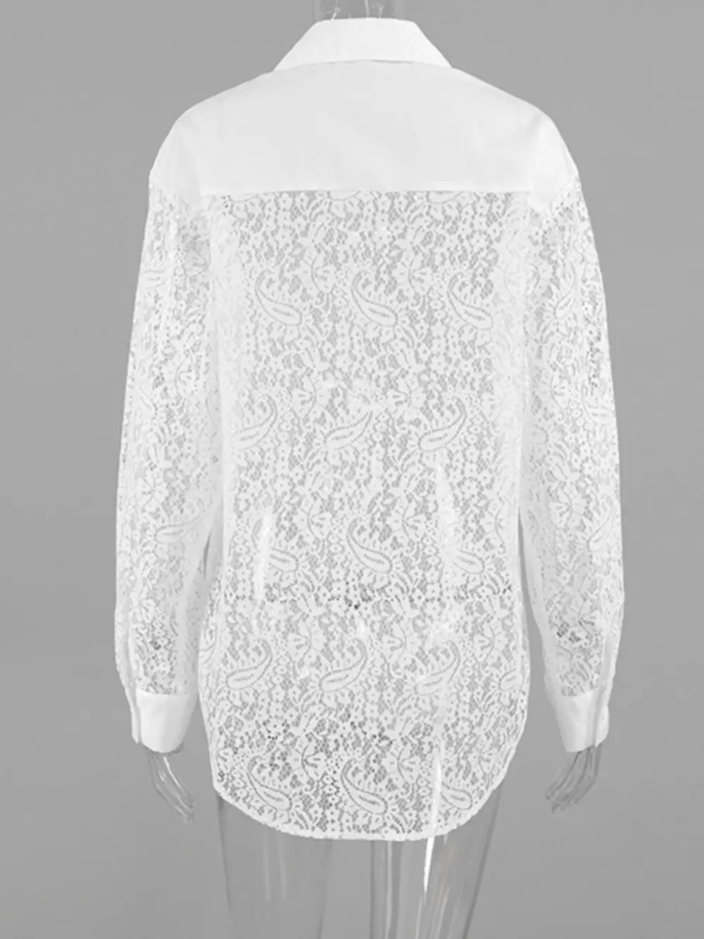 Classic Lace Sleeve Button Down Shirt