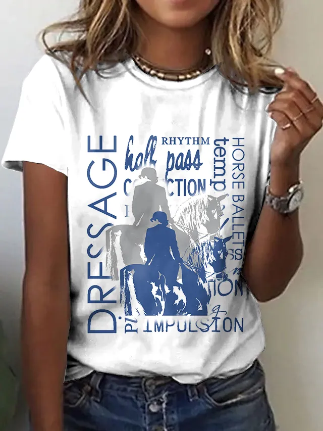Women's Equestrian Dressage Style Print T-shirt