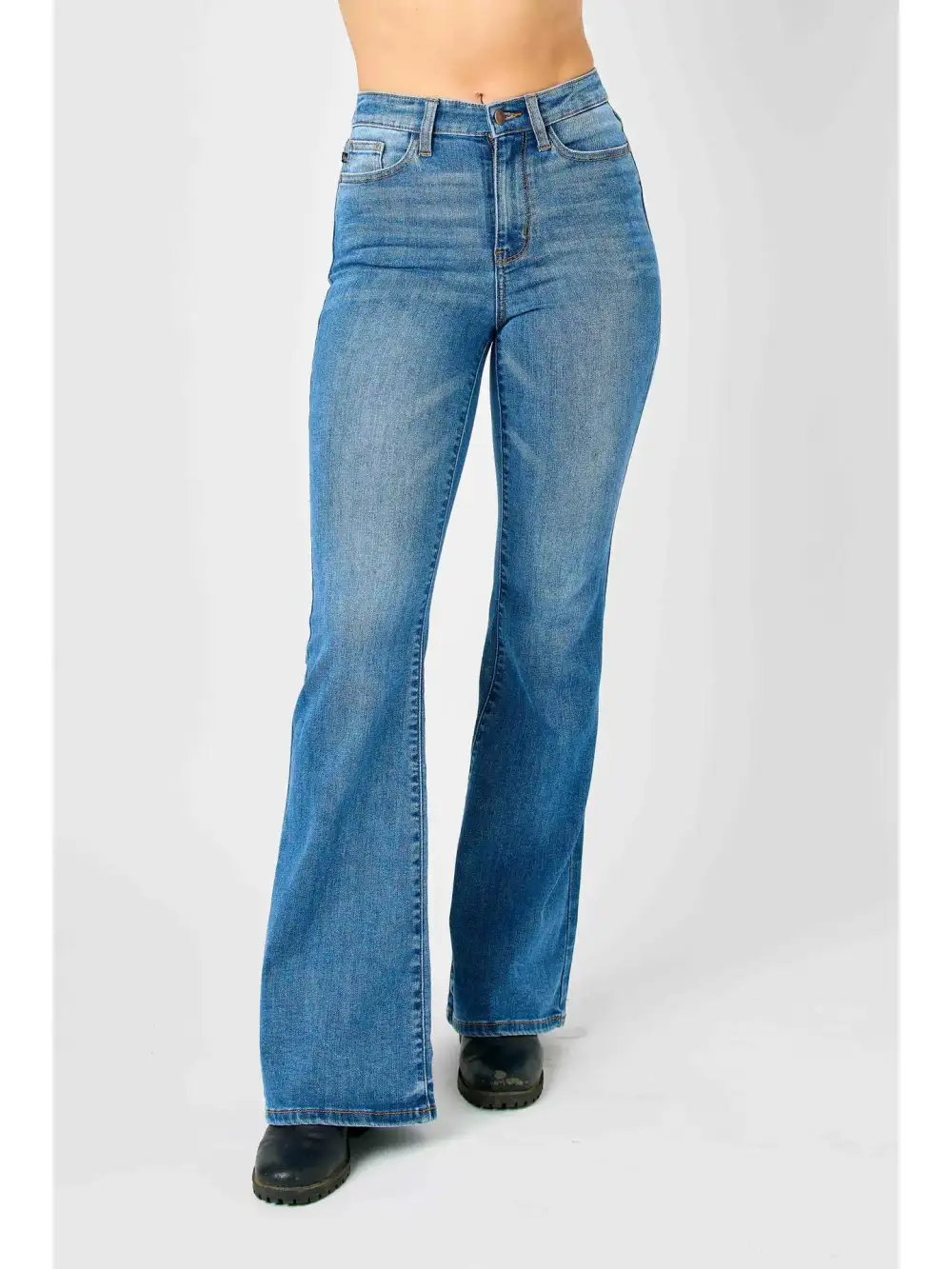 Cotton Blend Flared Casual Pants