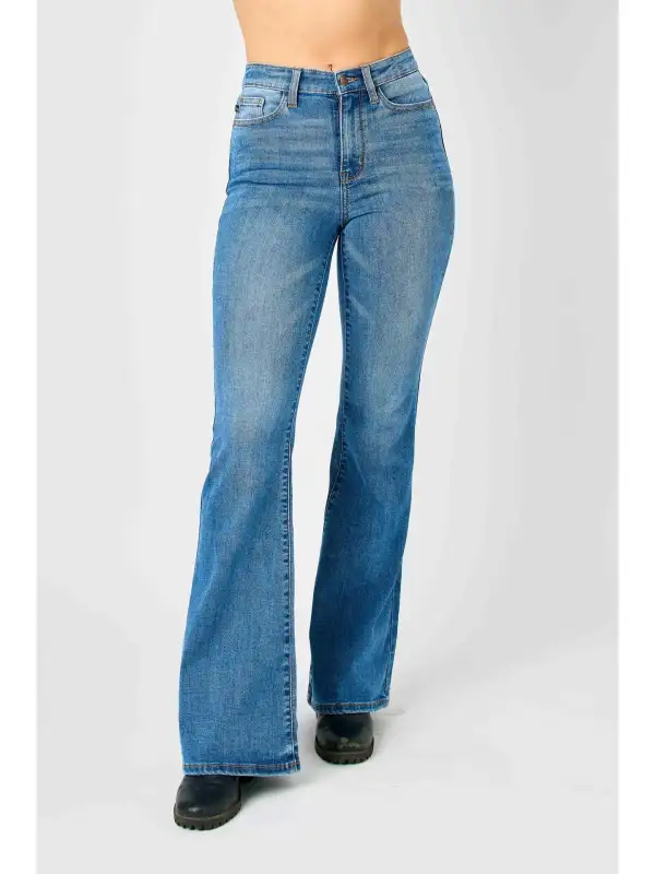 Cotton Blend Flared Casual Pants