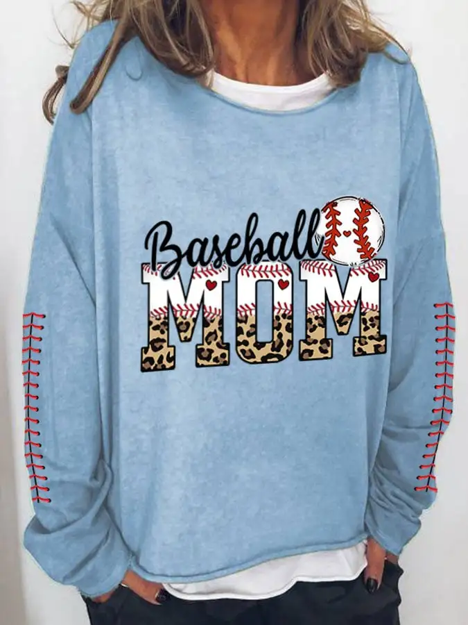 Women's Baseball Mom Casual Printed Sweater