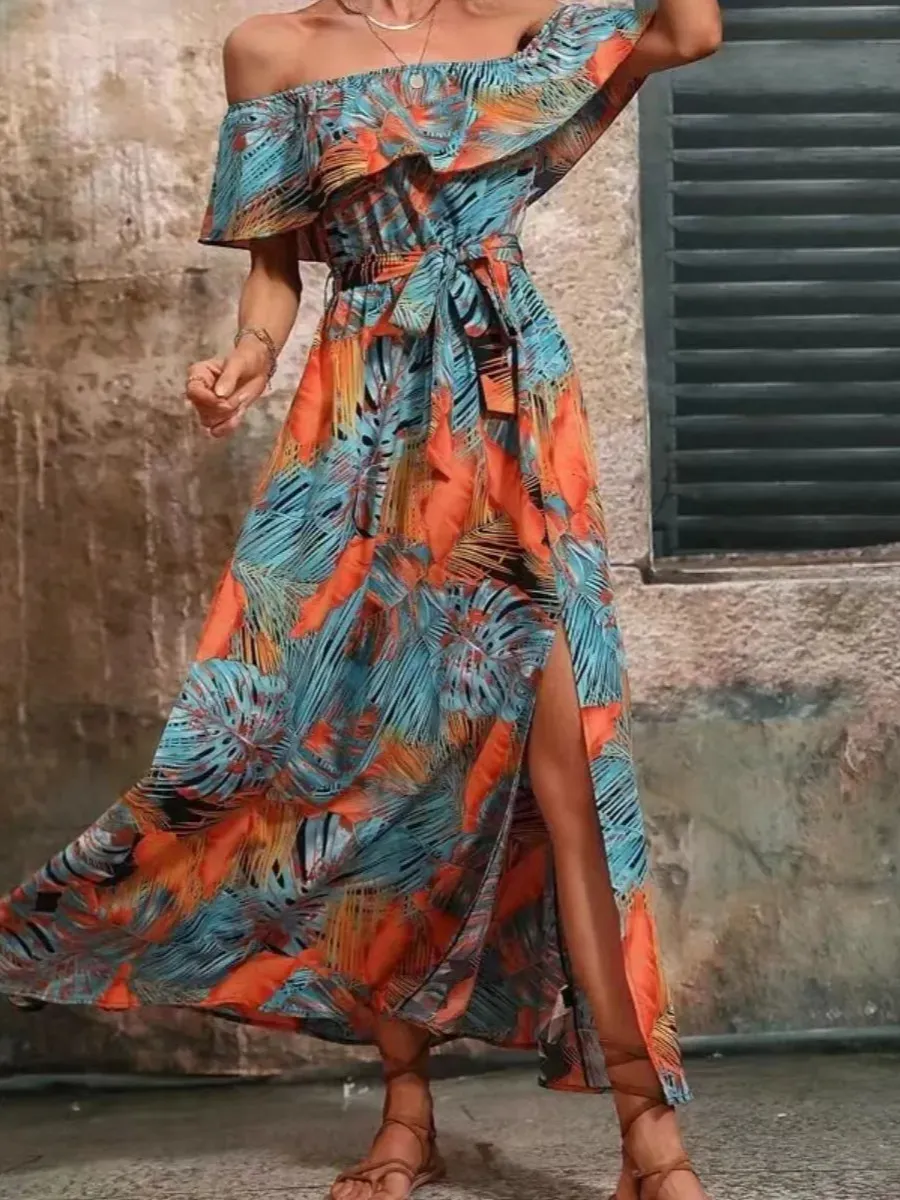 Ruffle Trim Maxi Dress
