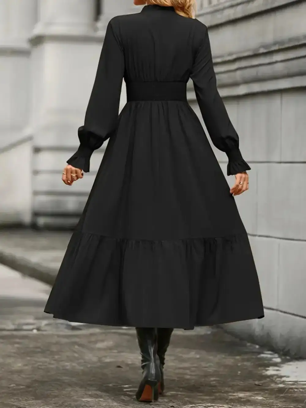 Tiered Long Sleeve Dress Casual