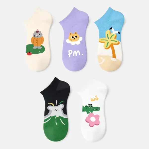 Quirky Animal Print Sneaker Socks