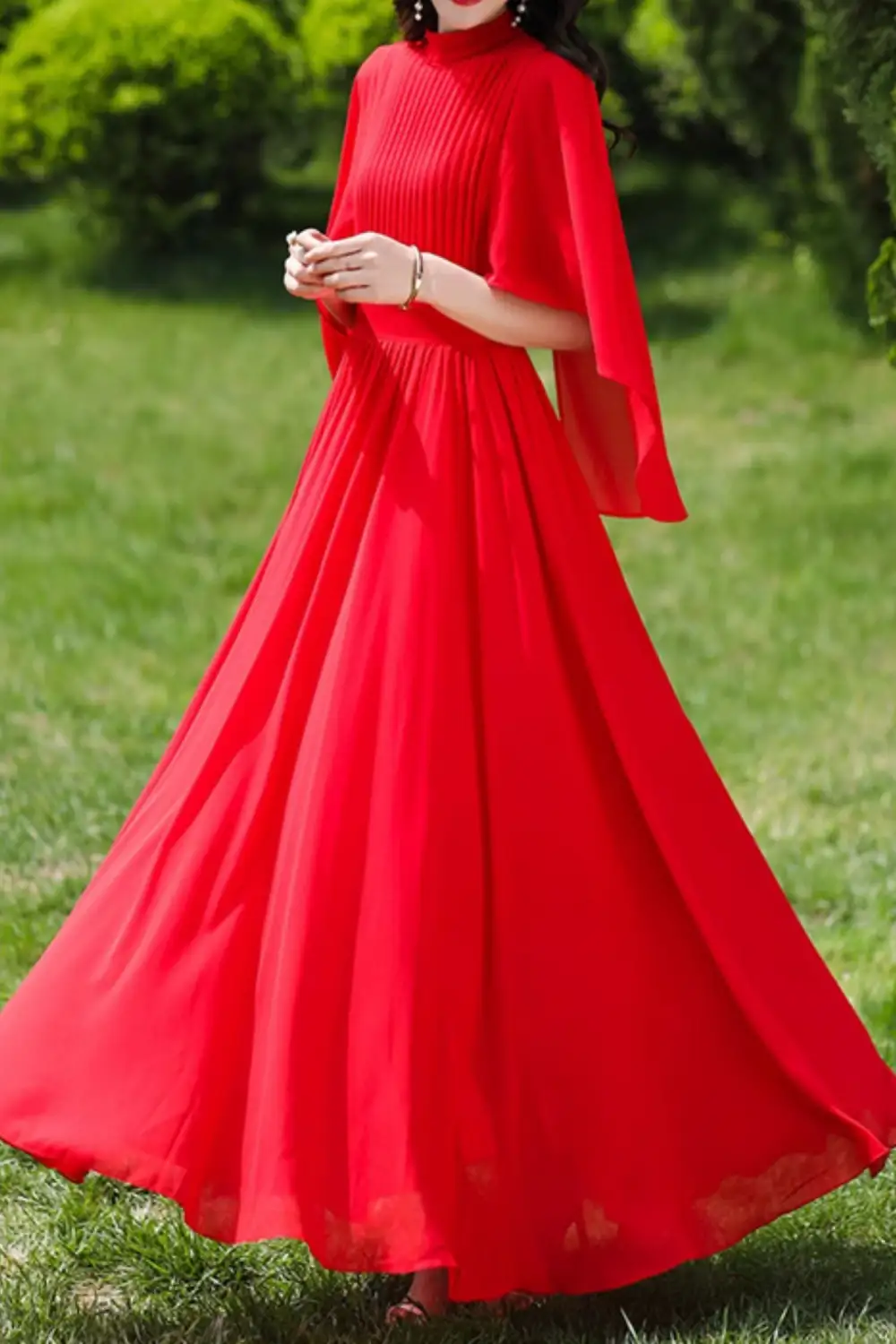 Classic Chiffon Fit And Flare Swing Maxi Dress