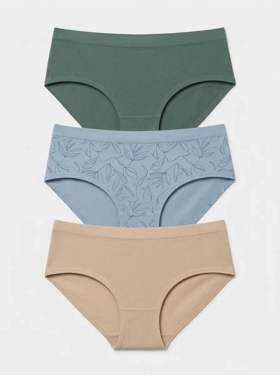 Women's Botanical Ribbed Seamless Mid-Rise Briefs 3-Pack