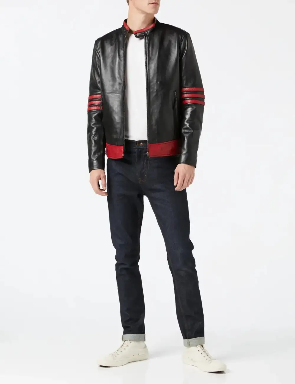 Contemporary Structured Motorcycle Leather Jacket