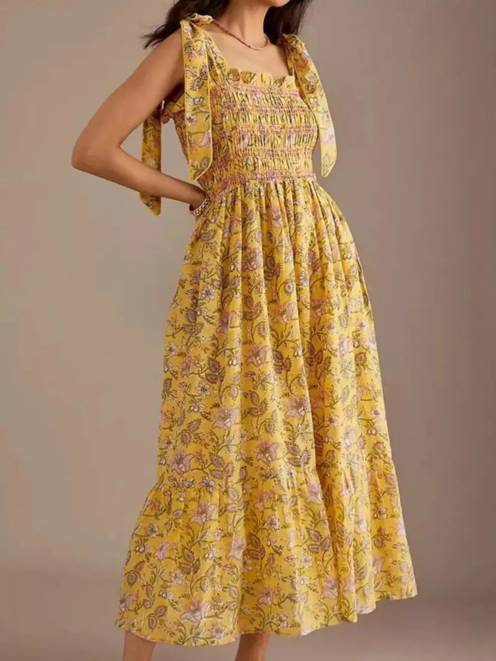 Floral Smocked Midi Dress