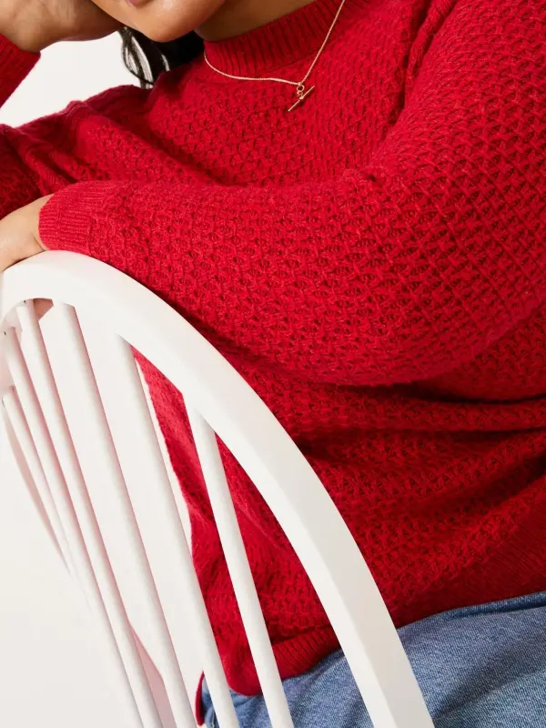 Ella Red Textured Jumper