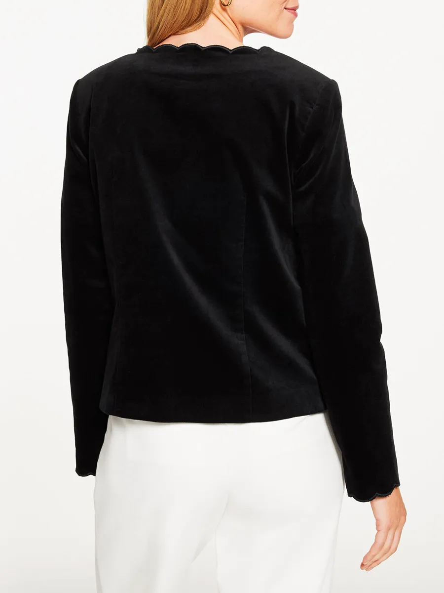 Women's Unique Fan Shaped Edge Elastic Cotton Fleece Jacket