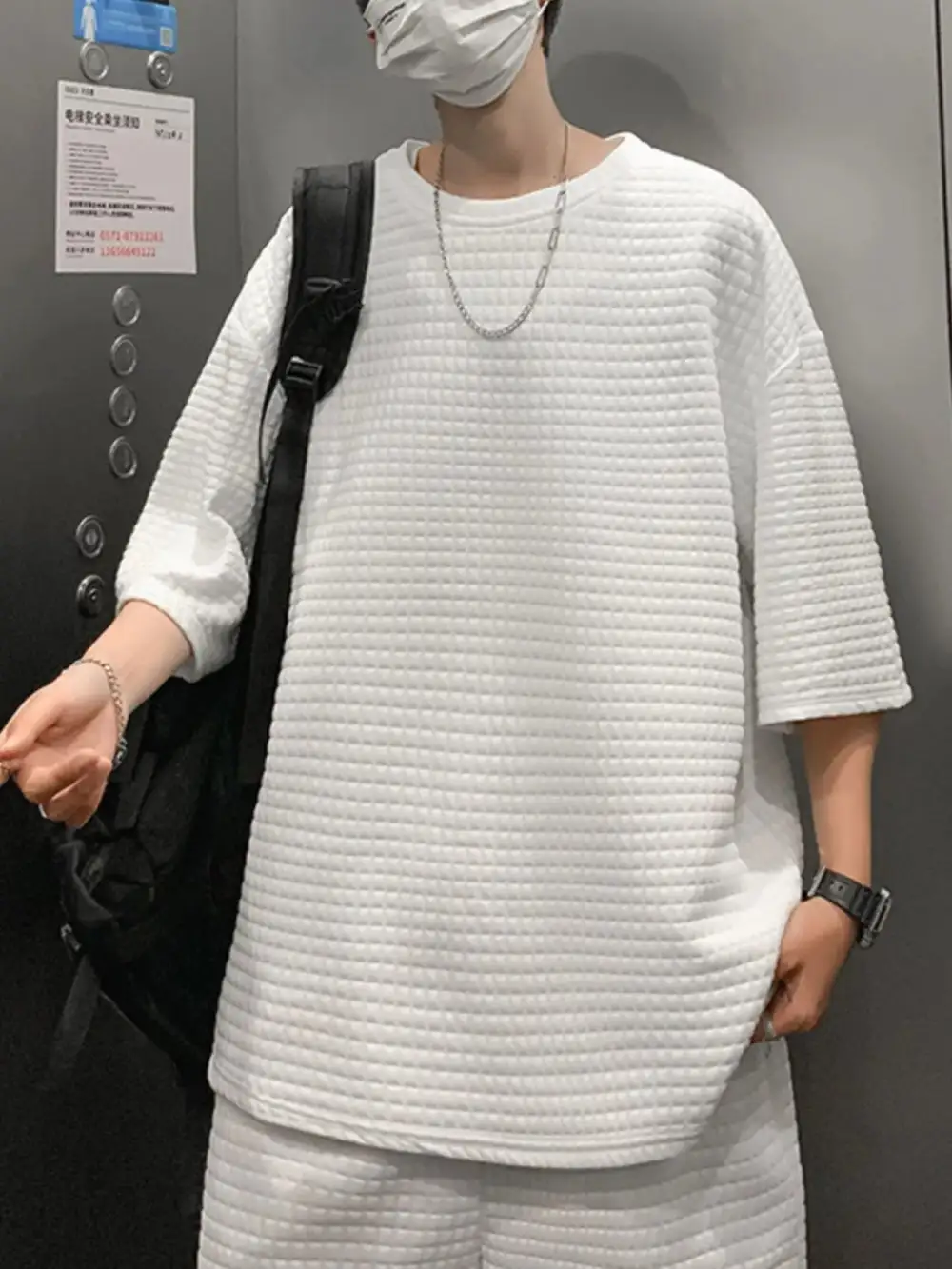 Textured Short Sleeve T-Shirt and Shorts Set