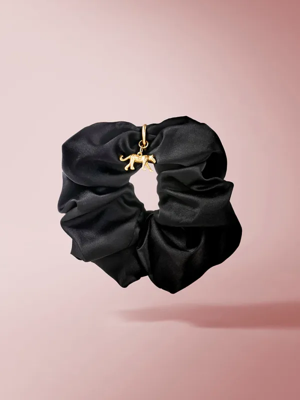 Satin Panther Charm Scrunchie
