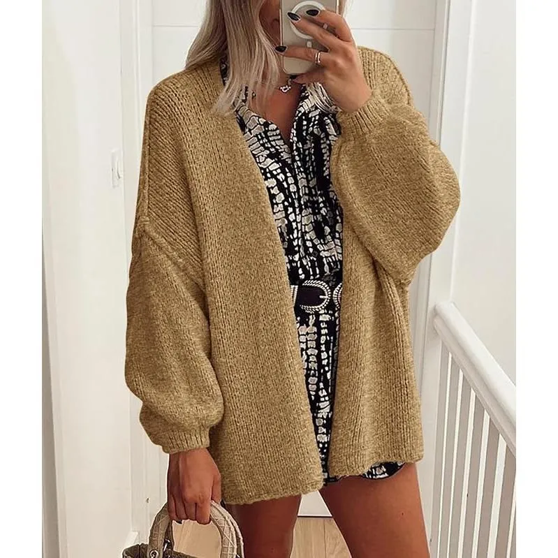 Womens Oversized Cardigan Sweaters 2025 Fall Long Lantern Sleeve Knit Open Front Lightweight Sweater Knitwear Womenswear