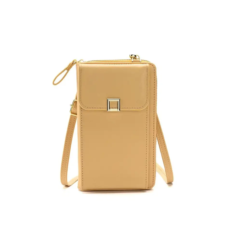 Solid Pu Leather Multifunctional Purse Mobile Phone One Shoulder