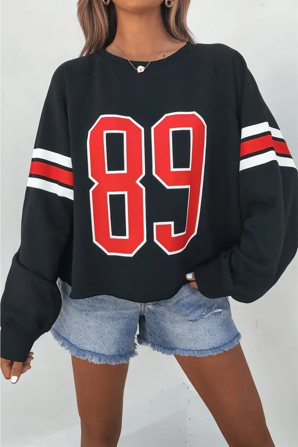 Striped Graphic Varsity Stripe Sweatshirt