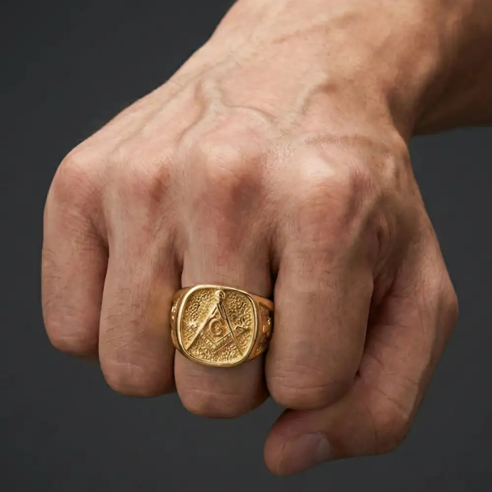 Men's Freemason Signet Ring